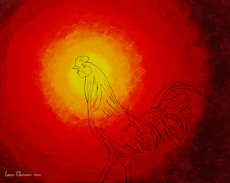 Leon's unique artwork - Rooster with a very strong personality