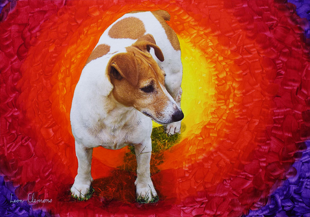 Leon's unique artwork - Playful Jack Russel dog