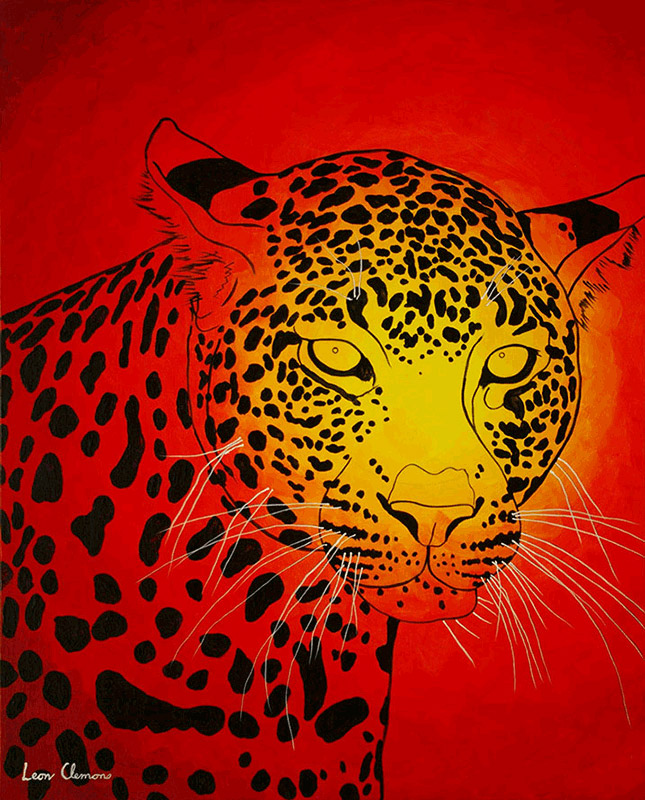 Leon's unique artwork - a real shrewd leopard