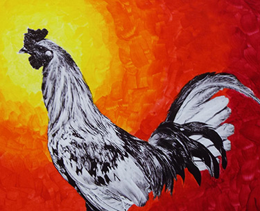 Leon Clemons unique artwork - Rooster with a very strong personality