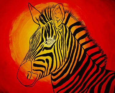 Leon Clemons unique artwork - Zebra stallion on the African planes