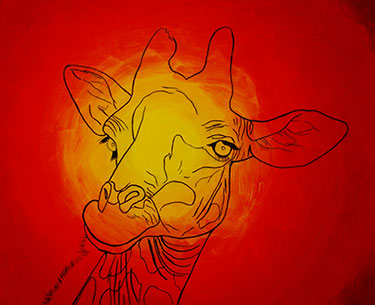 Leon Clemons unique artwork - portrait of a giraffe