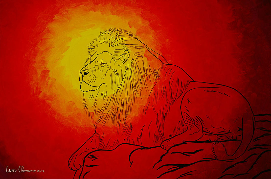 Leon's unique artwork - large male lion
