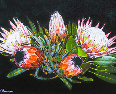 Leon Clemons super-realistic artwork - Protea Symphony