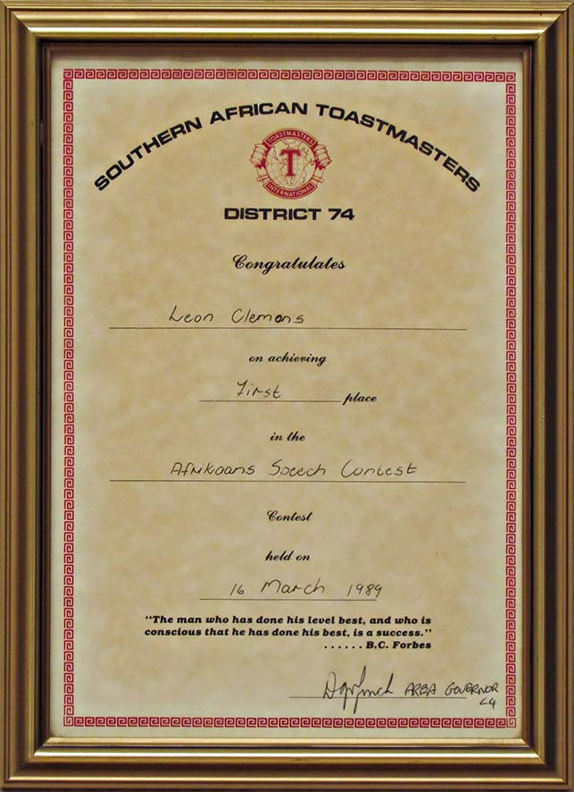 Leon Clemons DTM awarded