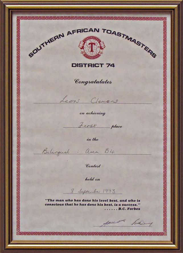 Leon Clemons DTM awarded