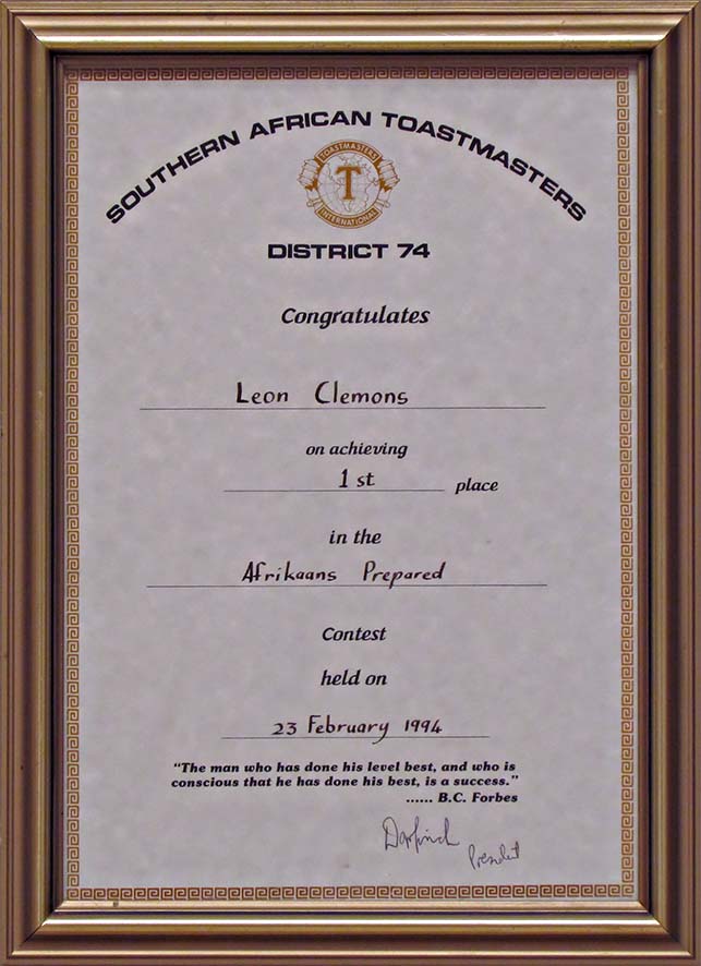 Leon Clemons DTM awarded