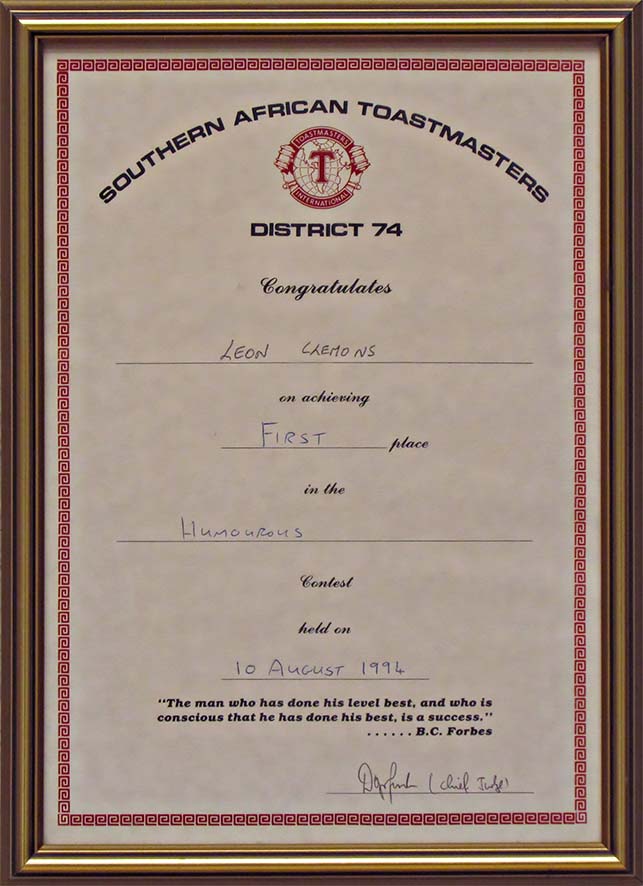 Leon Clemons DTM awarded