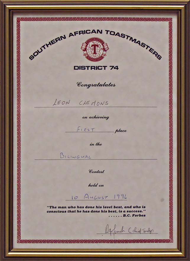 Leon Clemons DTM awarded