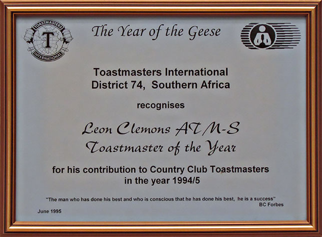 Leon Clemons DTM awarded