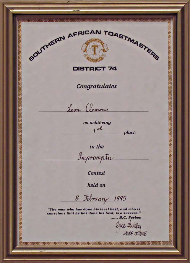 Leon Clemons DTM awarded