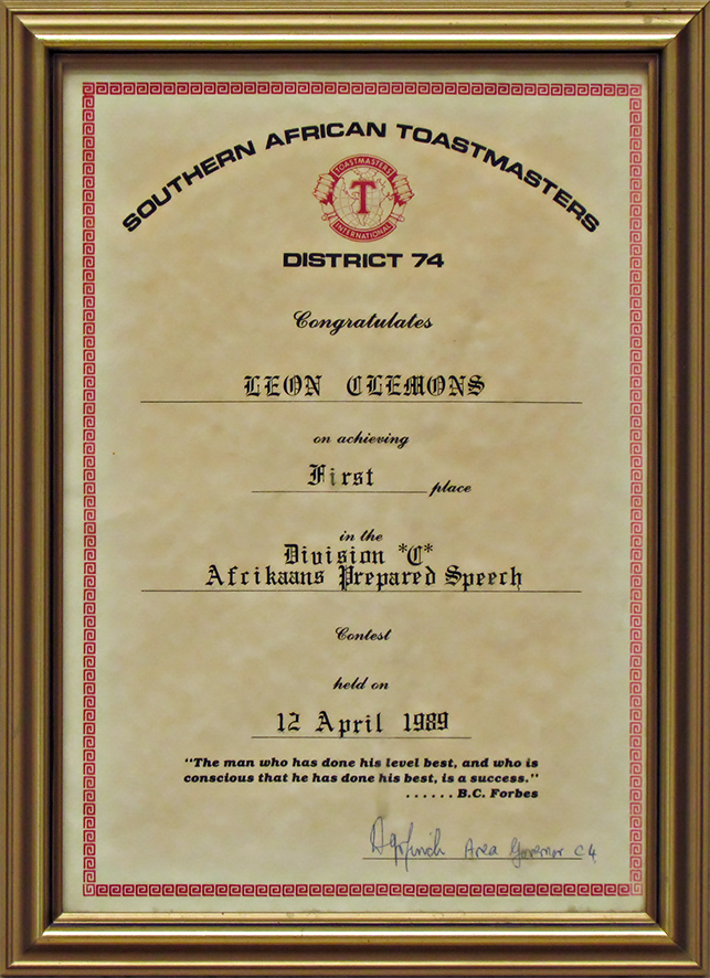 Leon Clemons DTM awarded