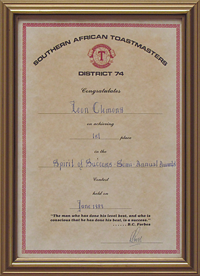 Leon Clemons DTM awarded