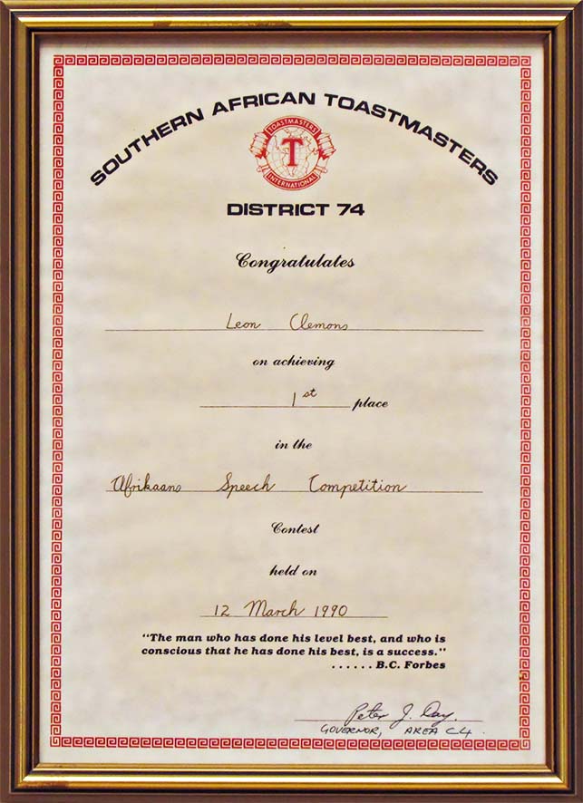 Leon Clemons DTM awarded