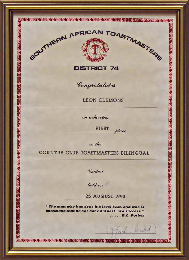 Leon Clemons DTM awarded