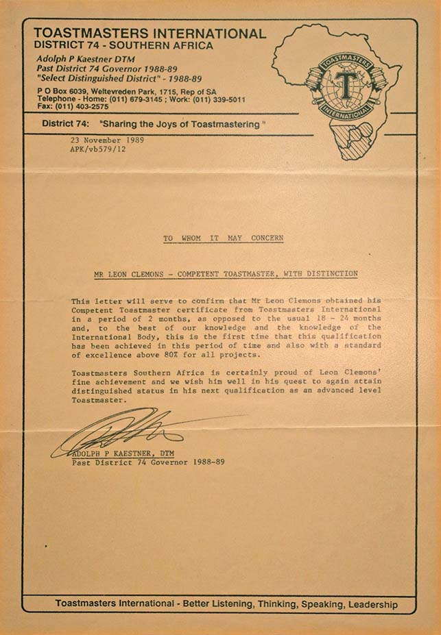 Competent Toastmaster