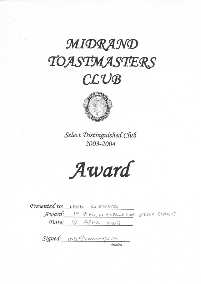 Leon Clemons DTM awarded