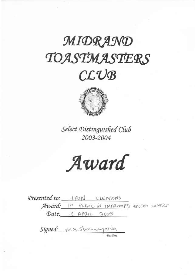 Leon Clemons DTM awarded