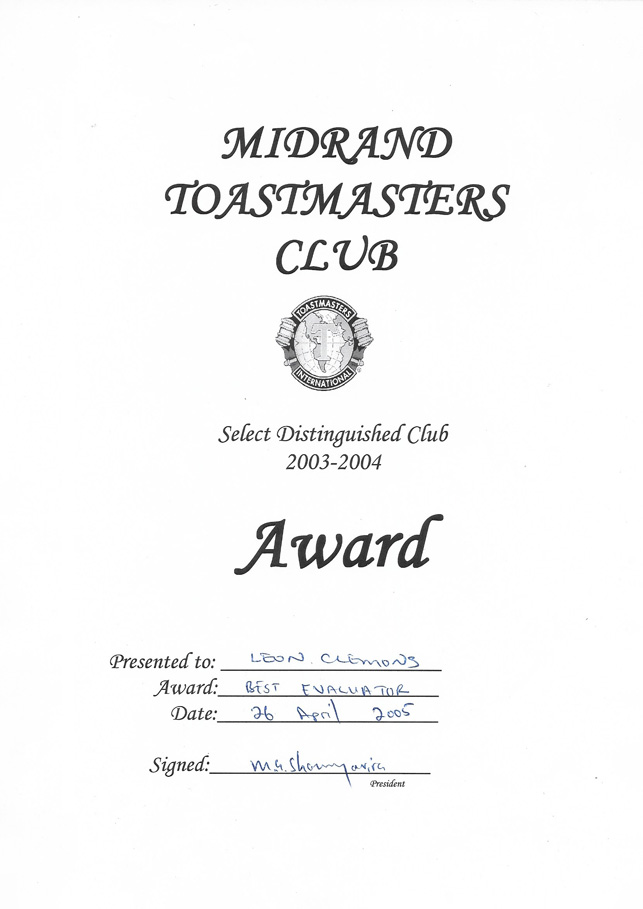 Leon Clemons DTM awarded