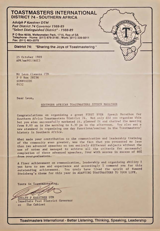 Toastmasters 1989 Speech Marathon