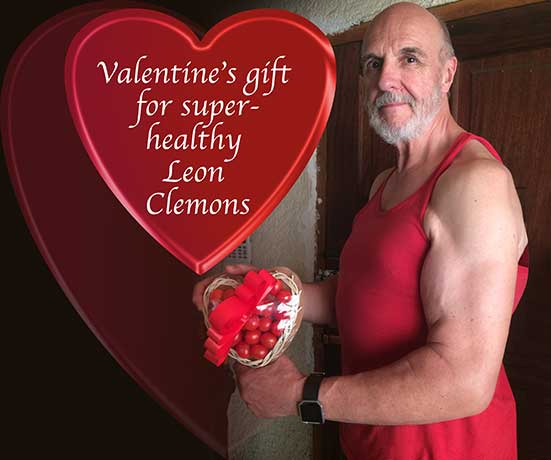 Leon with his healthy Valentine's gift from his wife