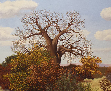 Leon Clemons realistic art - Baobab and Mobani Landscape