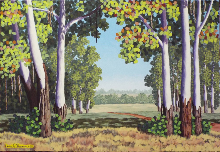 Leon's impasto artwork - Bluegum Scene