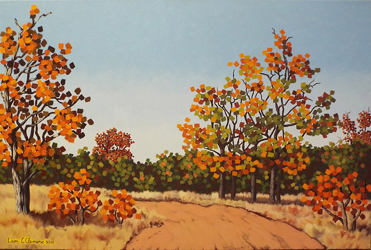 Leon's impasto artwork - Bushveld Road