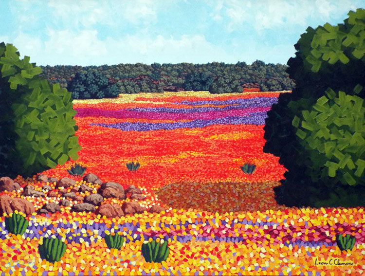 Leon's impasto artwork - Namaqualand Flowers